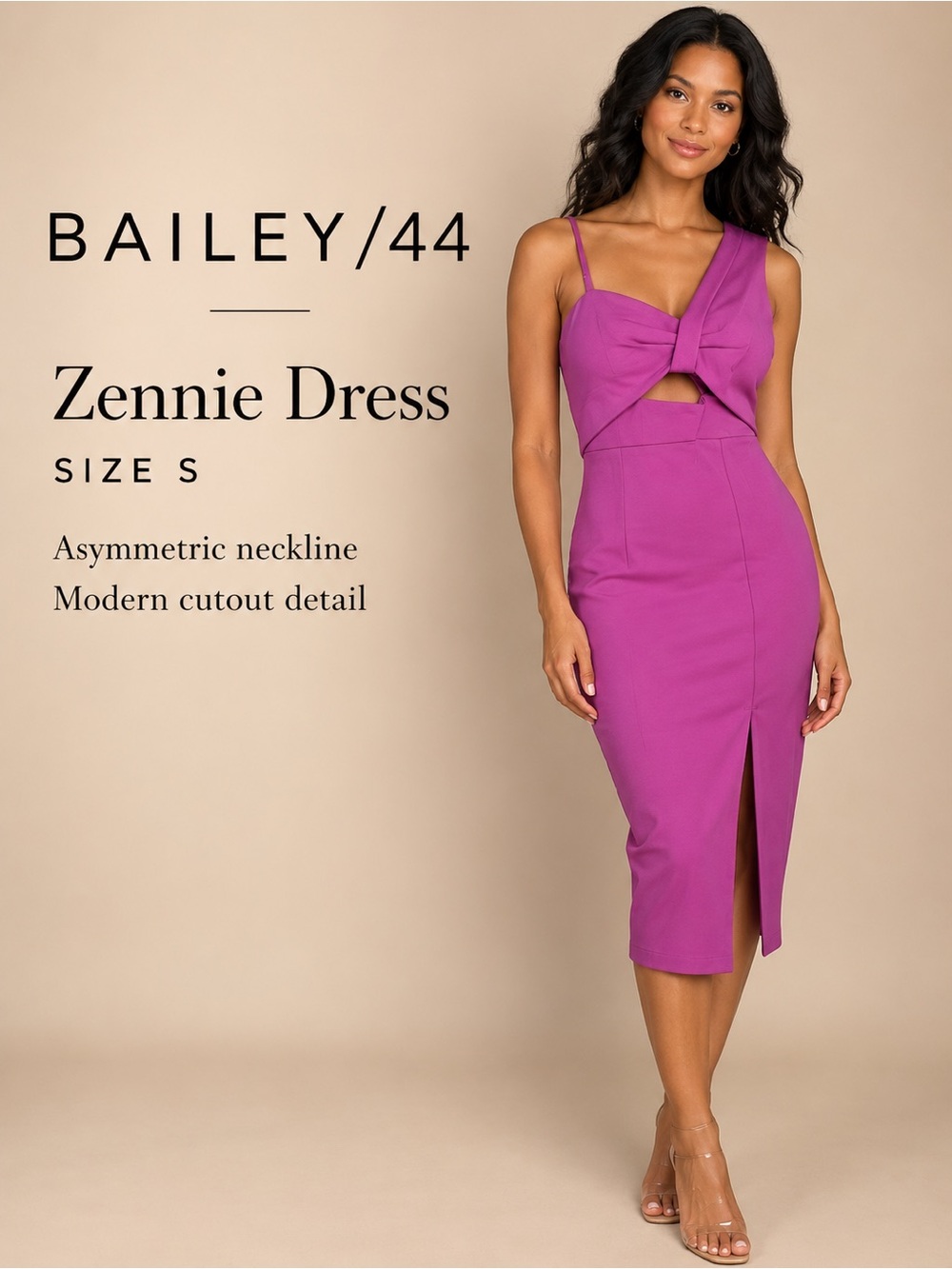 Bailey 44 Zennie Dress Midnight Purple Cutout Asymmetrical Midi S NWT